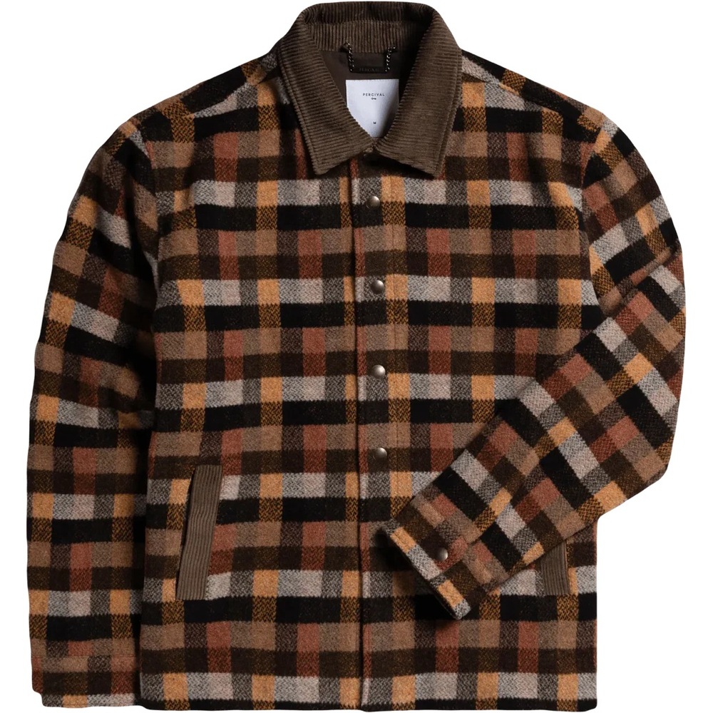 Men's Percival Dovetail Popper Wool Overshirt Jacket